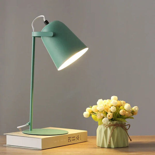 Desk Lamp with Colorful Pastel Design and Iron Pail Base