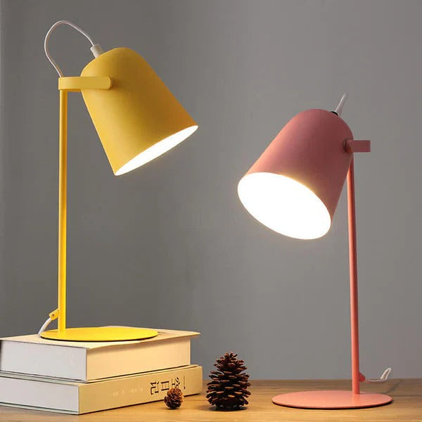 Desk Lamp with Colorful Pastel Design and Iron Pail Base