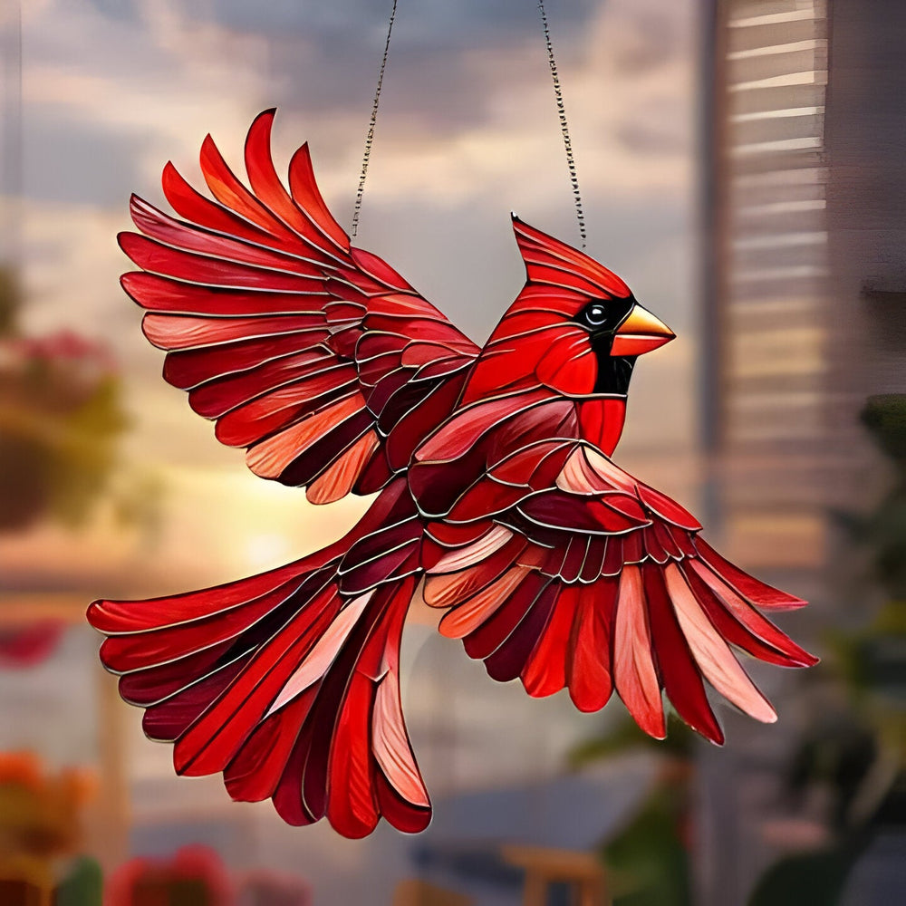 Window Panel with Stained Glass Hummingbird Design