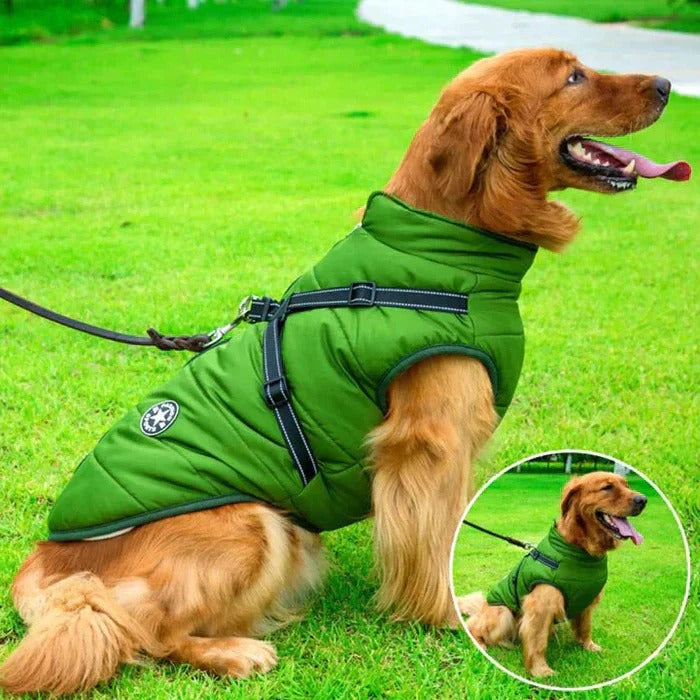 Dog Jacket with Waterproof Fabric and Fleece Lining