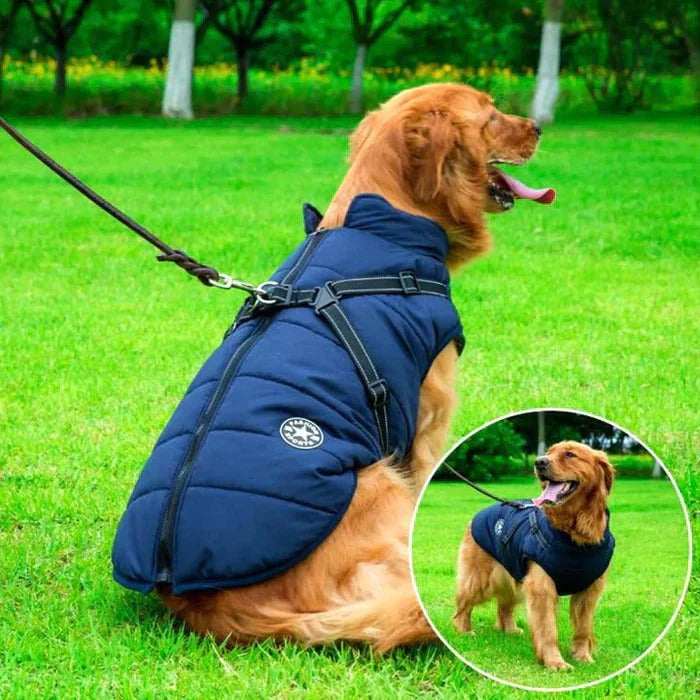 Dog Jacket with Waterproof Fabric and Fleece Lining
