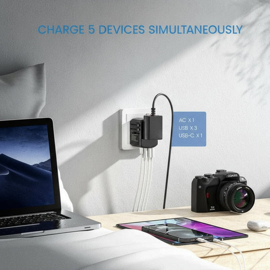 Travel Power Adapter with USB Ports and Worldwide Compatibility