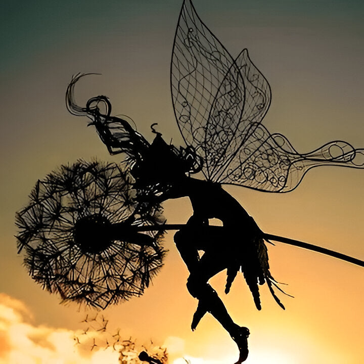 Garden Sculptures with Fairy Design and Steel Construction
