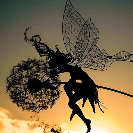 Garden Sculptures with Fairy Design and Steel Construction