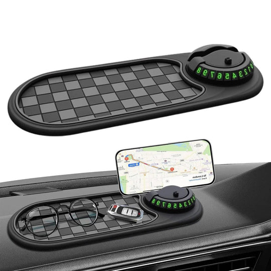 Car Phone Mount with Anti-Slip Base and Dash Mat