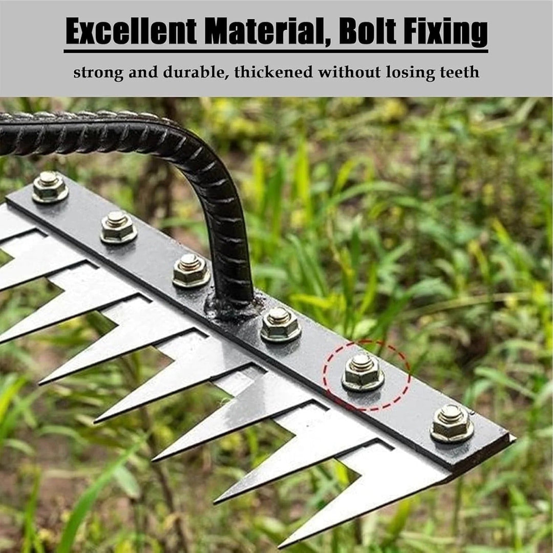 Garden Rake with Carbon Steel Construction and Ergonomic Handle