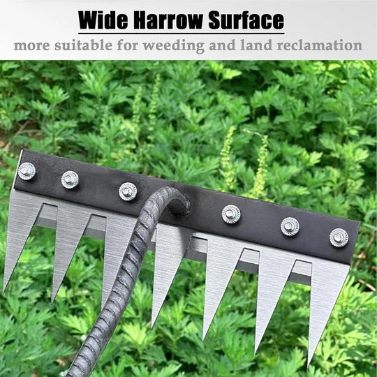 Garden Rake with Carbon Steel Construction and Ergonomic Handle