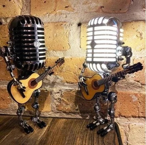 Desk Lamp with Guitar and Microphone Design