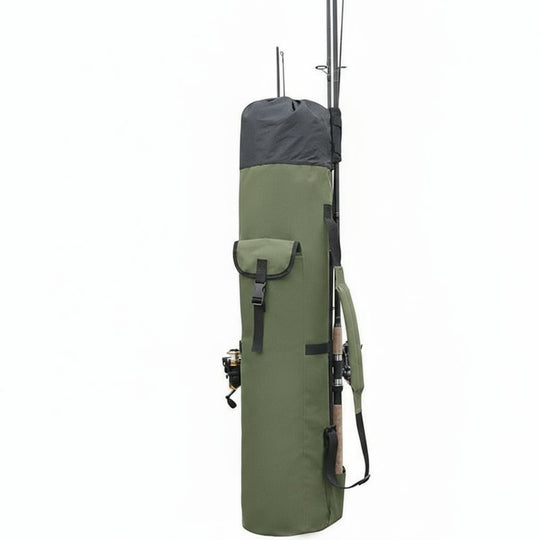 Fishing Gear Bag with Multi-Pocket Storage and Rod Holder