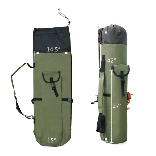 Fishing Gear Bag with Multi-Pocket Storage and Rod Holder