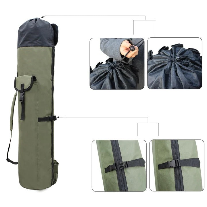 Fishing Gear Bag with Multi-Pocket Storage and Rod Holder