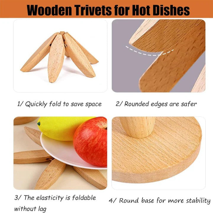 Wood Pot Holder with Heat-Resistant Surface and Durable Design