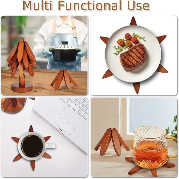 Wood Pot Holder with Heat-Resistant Surface and Durable Design