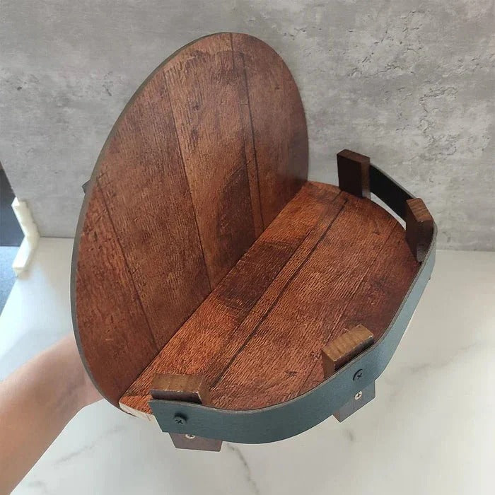 Wood Shelf with Whiskey Barrel Staves and Reclaimed Design