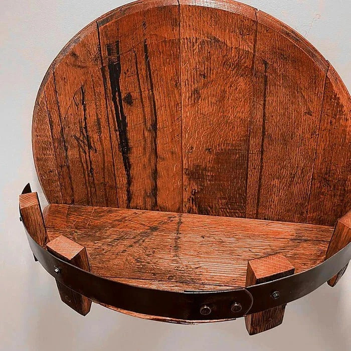 Wood Shelf with Whiskey Barrel Staves and Reclaimed Design