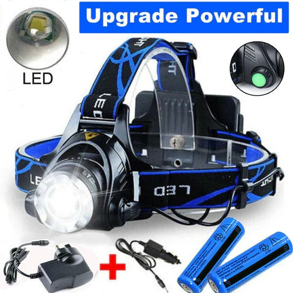 Headlamp with Rechargeable Battery and Adjustable Beam