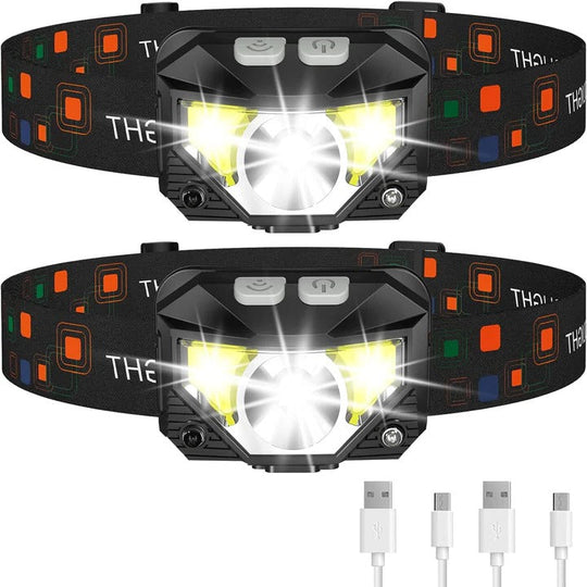 Headlamp with Rechargeable Battery and Motion Sensor