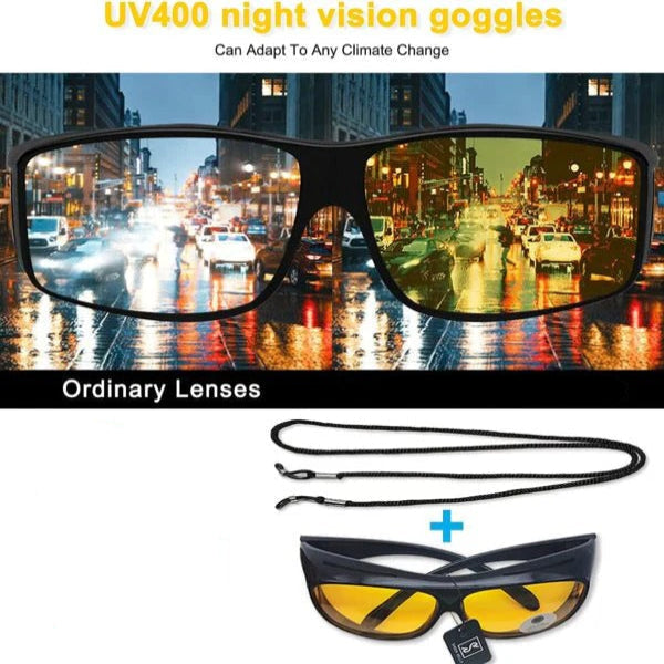 Fit Over Glasses with Yellow Tint and Low Light Enhancement
