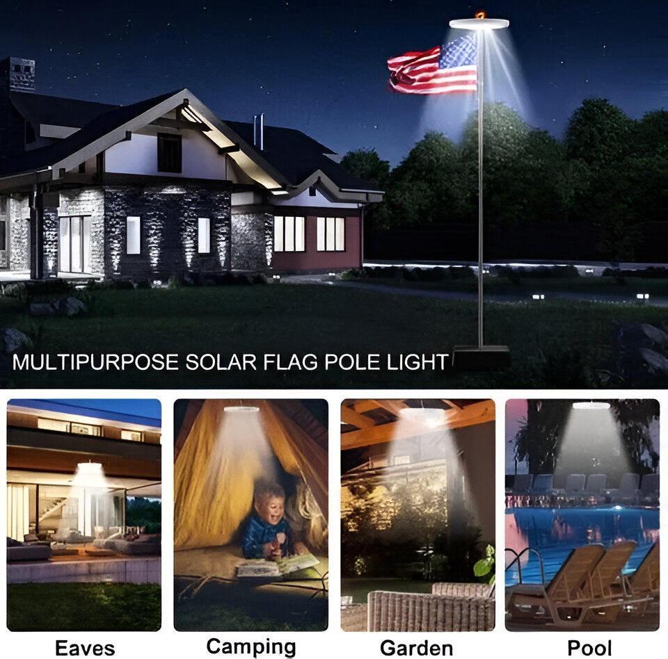 Flagpole Light with Solar Power and LED Illumination