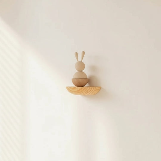 Wall Shelf with Half-Round Design and Wooden Finish