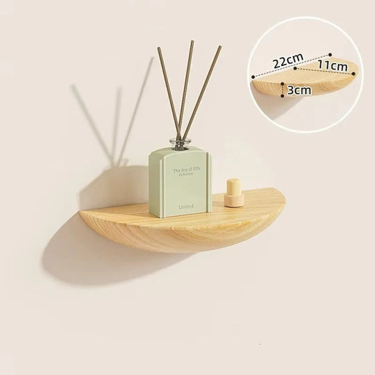 Wall Shelf with Half-Round Design and Wooden Finish