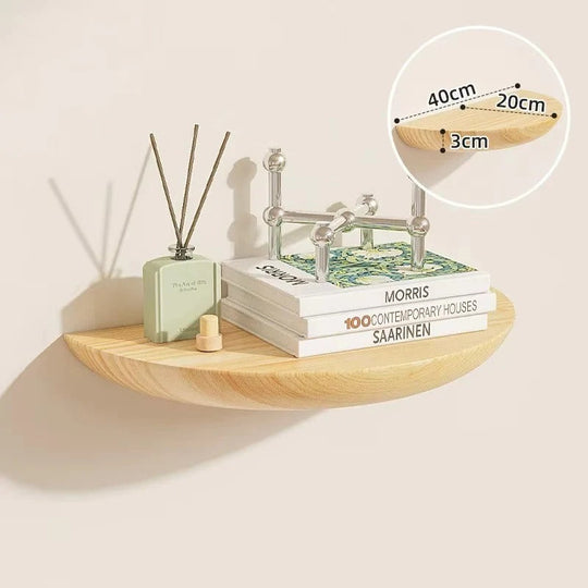 Wall Shelf with Half-Round Design and Wooden Finish