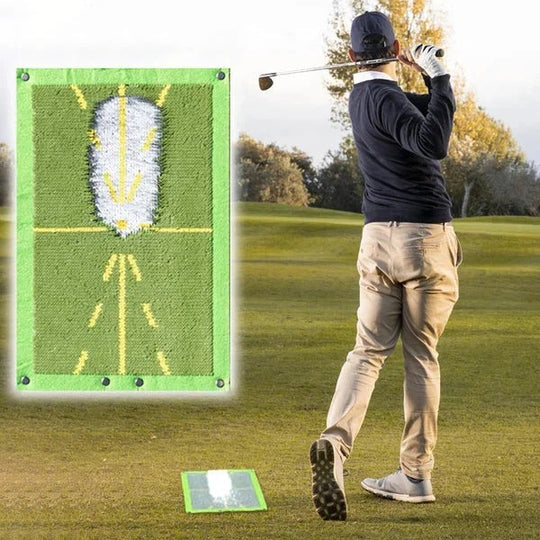 Golf Training Mat with Swing Path Guide and Alignment Lines