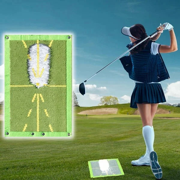 Golf Training Mat with Swing Path Guide and Alignment Lines