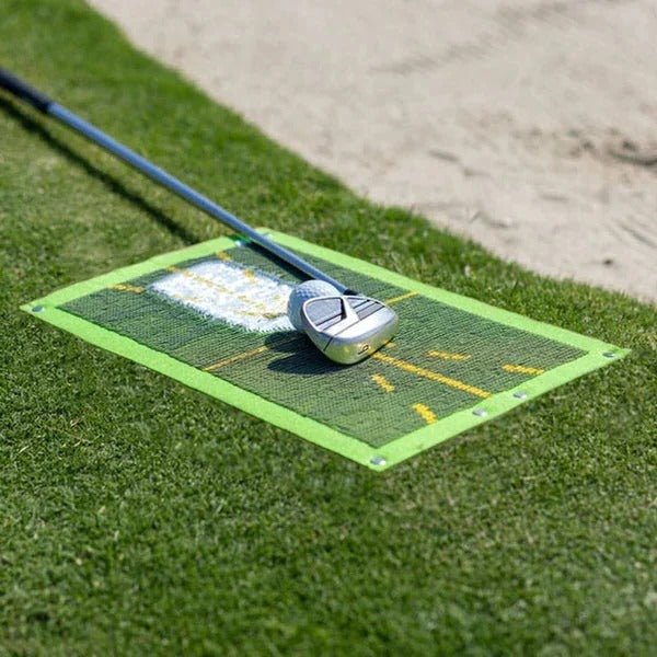 Golf Training Mat with Swing Path Guide and Alignment Lines