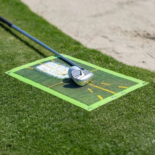 Golf Training Mat with Swing Path Guide and Alignment Lines