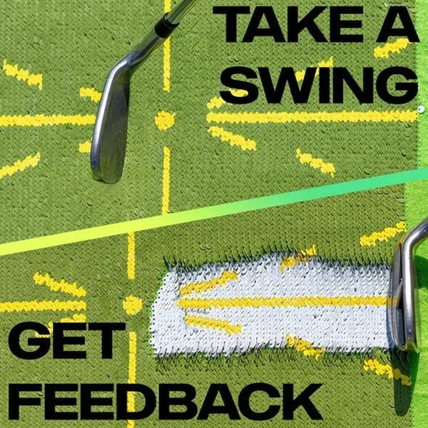 Golf Training Mat with Swing Path Guide and Alignment Lines