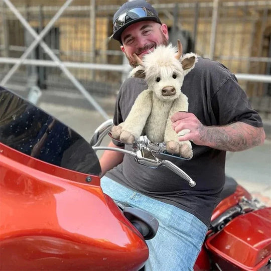 Highland Cow Plush Toy with Floral Design and Soft Fur