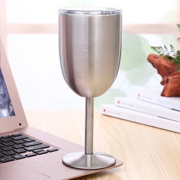 Wine Goblet with Insulated Stainless Steel and Lid