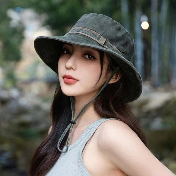 Bucket Hat with Adjustable Strap and Ventilation Panels