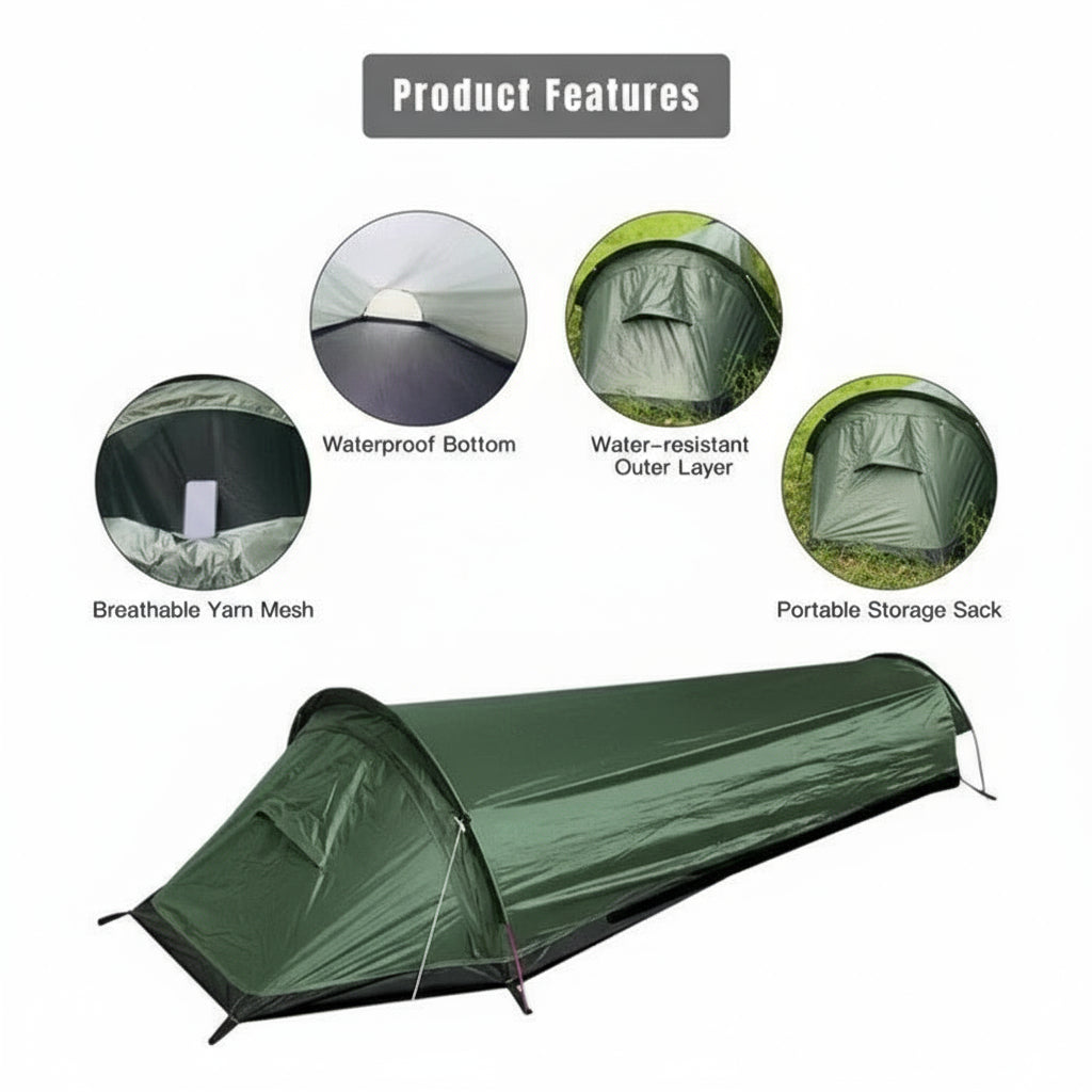 Camping Tent with Mesh Ventilation and Portable Design