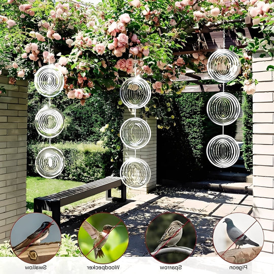 Bird Deterrent Device with Reflective Design and Hanging Setup