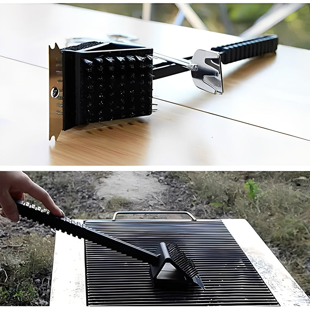 Grill Brush with Bristles and Scraper