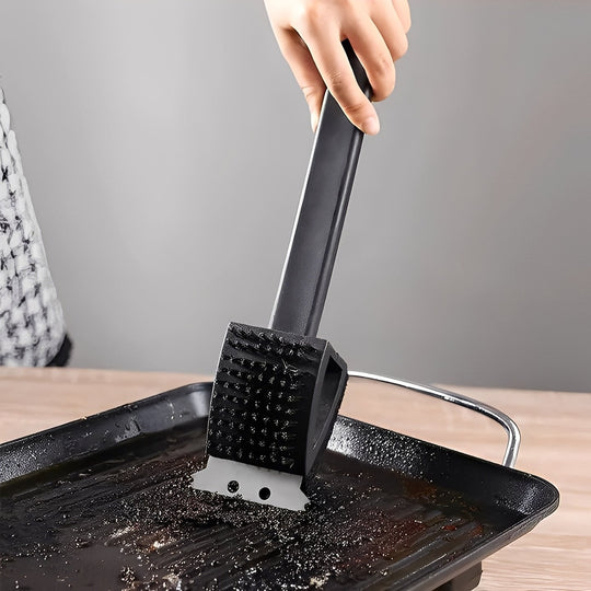 Grill Brush with Bristles and Scraper
