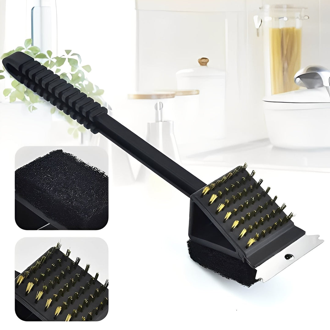 Grill Brush with Bristles and Scraper