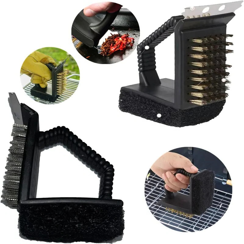 Grill Brush with Scraper and Sponge Pad