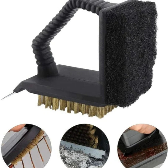 Grill Brush with Scraper and Sponge Pad