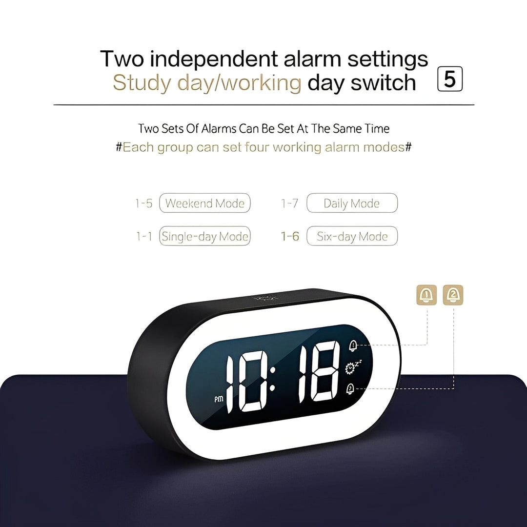 Alarm Clock with Dimmable LED Display and USB-C Charging