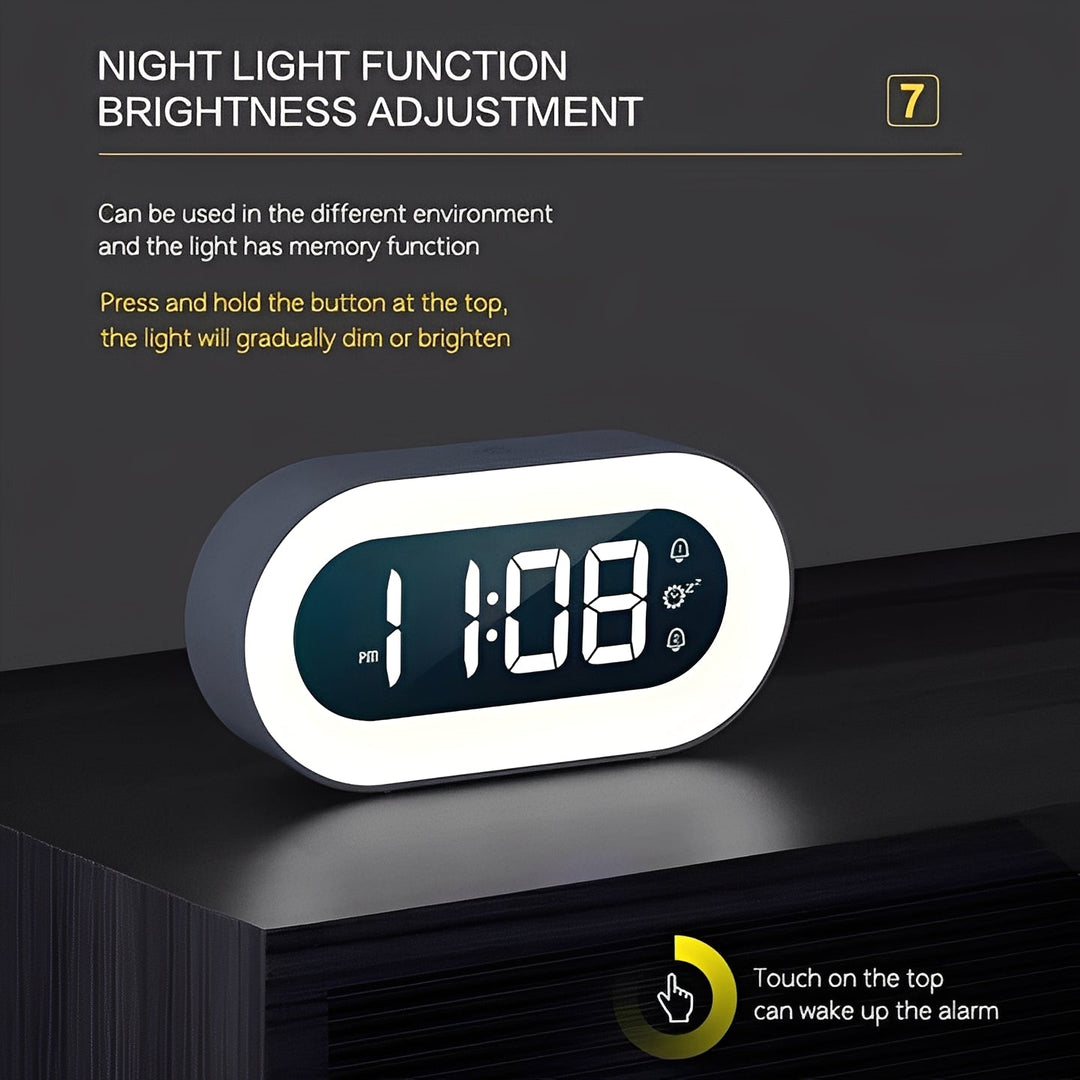 Alarm Clock with Dimmable LED Display and USB-C Charging