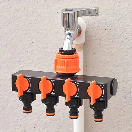 Garden Hose Splitter with Four Ports and Durable Design