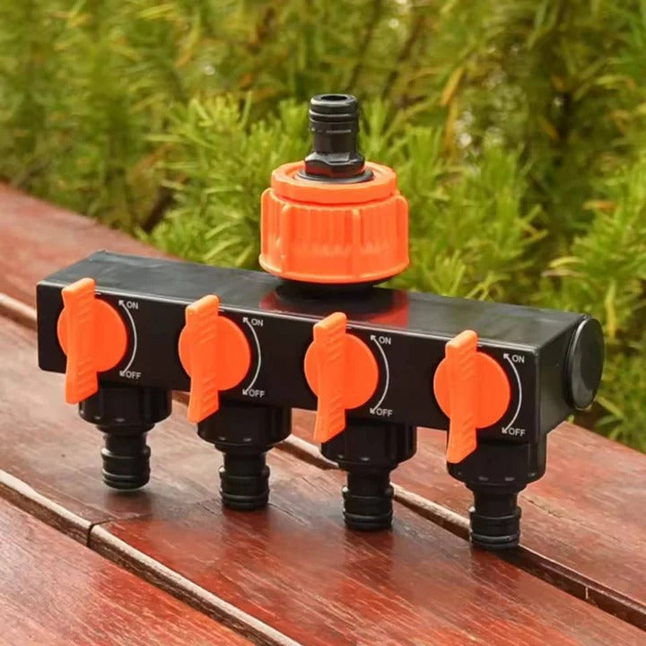 Garden Hose Splitter with Four Ports and Durable Design