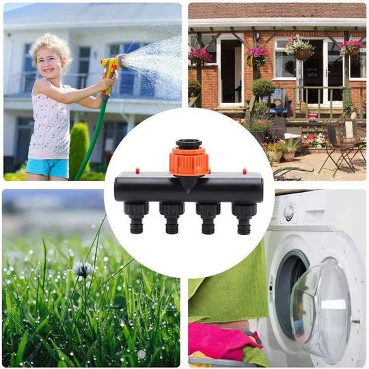 Garden Hose Splitter with Four Ports and Durable Design
