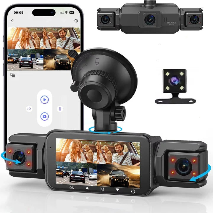 Dash Cam with Four Cameras and WiFi
