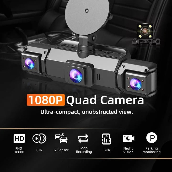 Dash Cam with Four Cameras and WiFi