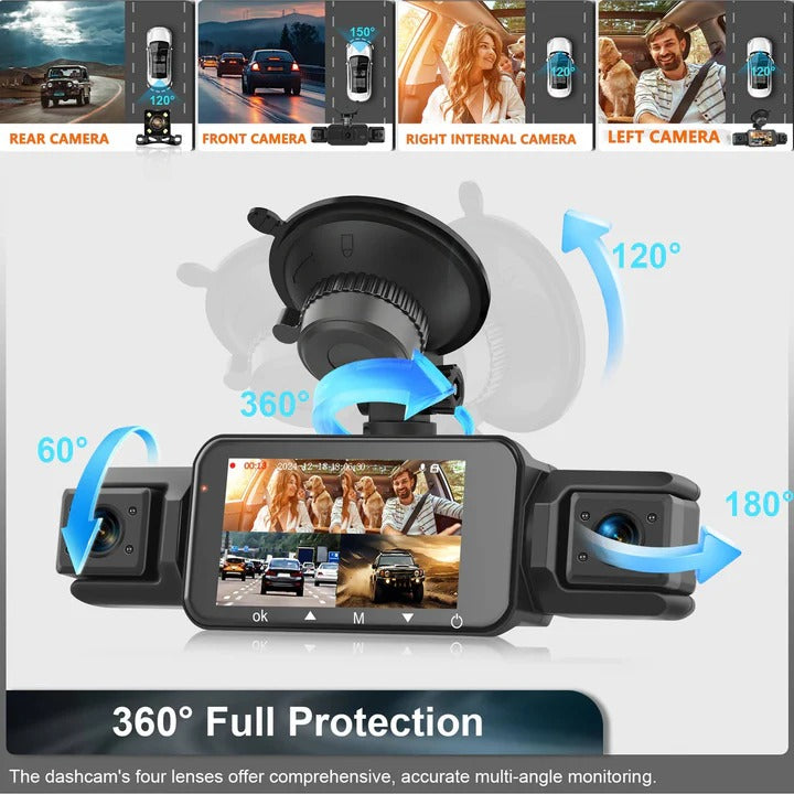 Dash Cam with Four Cameras and WiFi