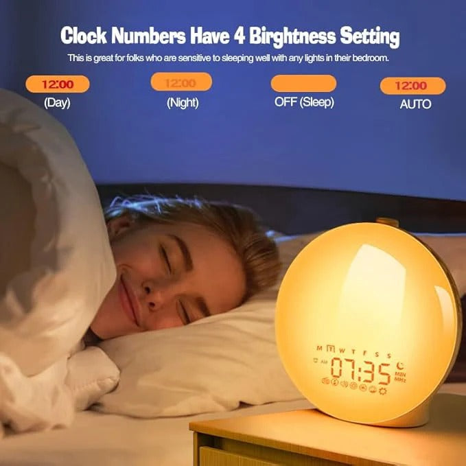 Alarm Clock with Adjustable Sound and Light Settings